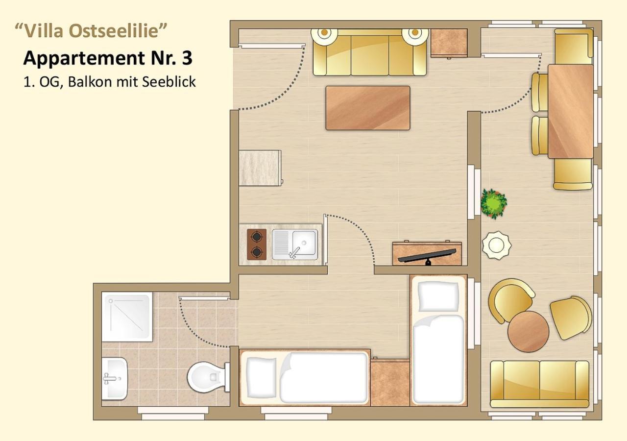 זאסניץ Villa Ostseelilie - Appartements Mit Balkon Und Meerblick חדר תמונה