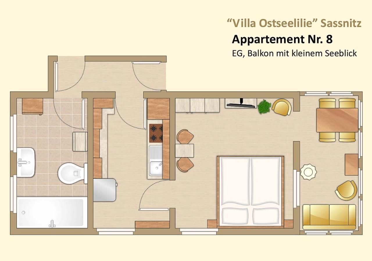 זאסניץ Villa Ostseelilie - Appartements Mit Balkon Und Meerblick חדר תמונה