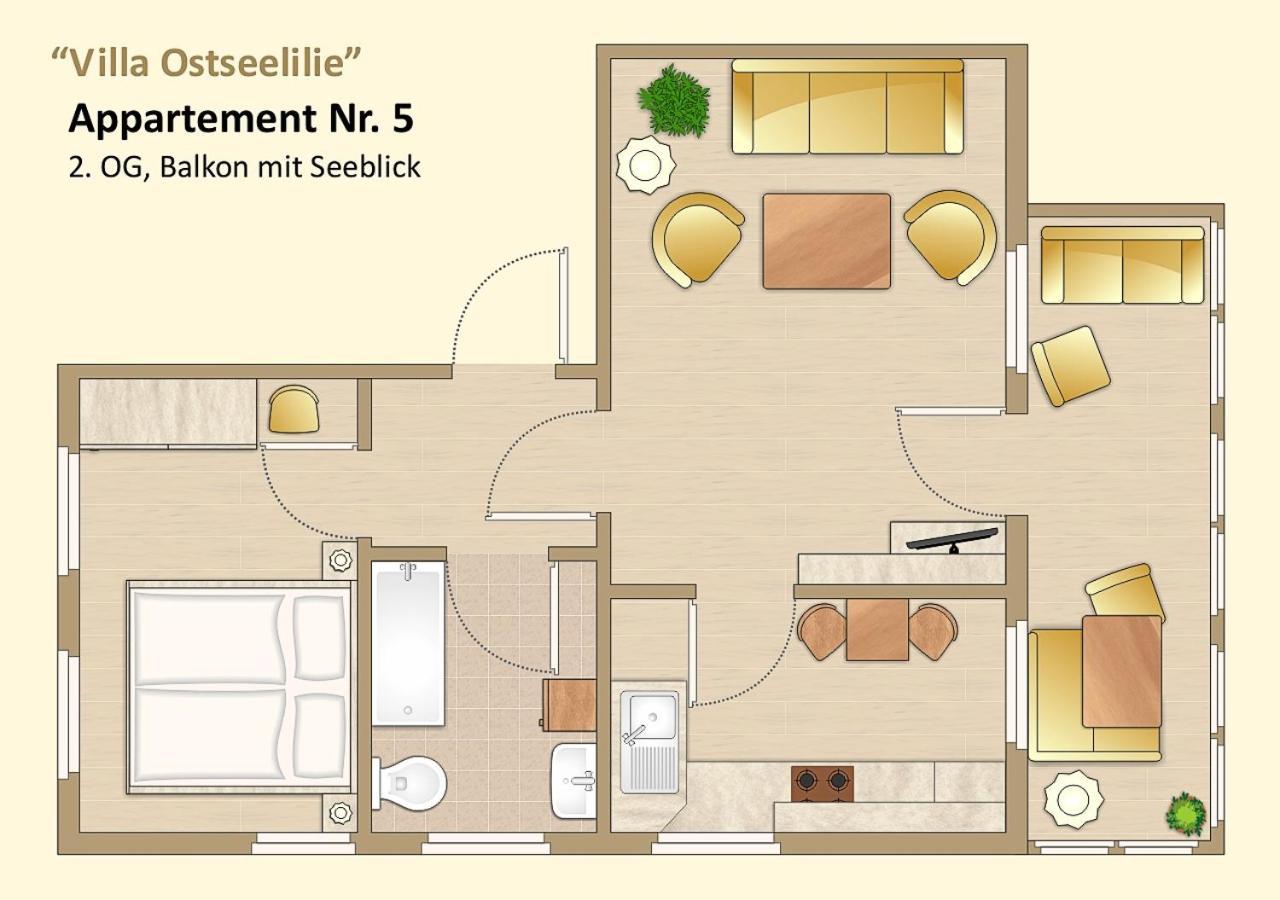 זאסניץ Villa Ostseelilie - Appartements Mit Balkon Und Meerblick חדר תמונה