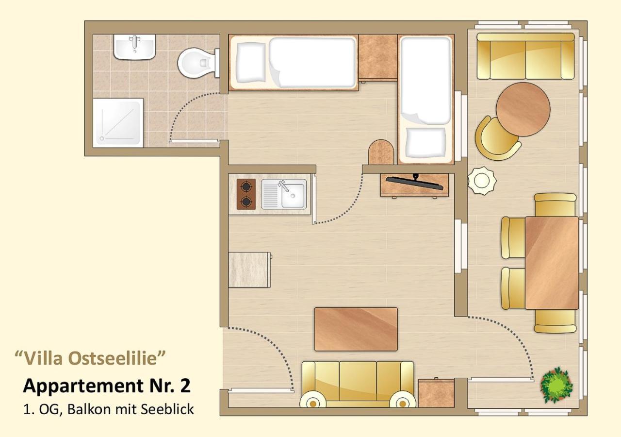 זאסניץ Villa Ostseelilie - Appartements Mit Balkon Und Meerblick חדר תמונה